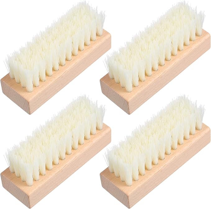 GLEAVI Scrub Cleaning Brush - 4 Pcs Soft Bristles Heavy Duty Scrub Brush with Wooden Handle Household Scrub Brush for Cleaning Upholstery, Car Interior Cleaning, Furniture, Couch, Sofa