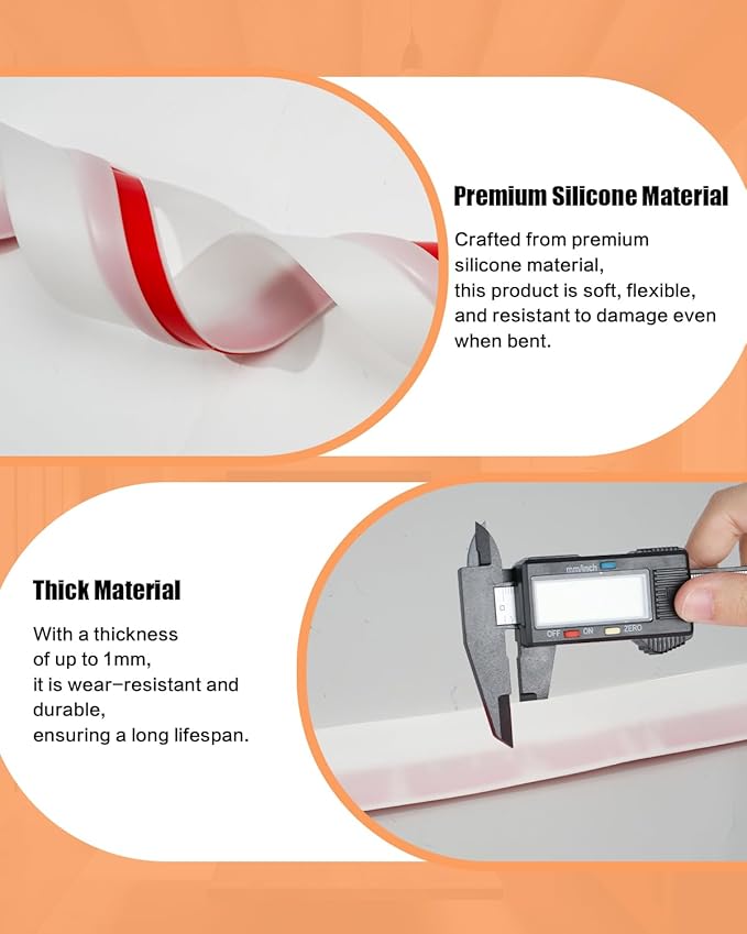 Orghtin T-Shaped Silicone Seal Strip, White Door Sealer Weather Stripping Door Seal Strip, 10Ft Door Draft Stopper for Side of Door