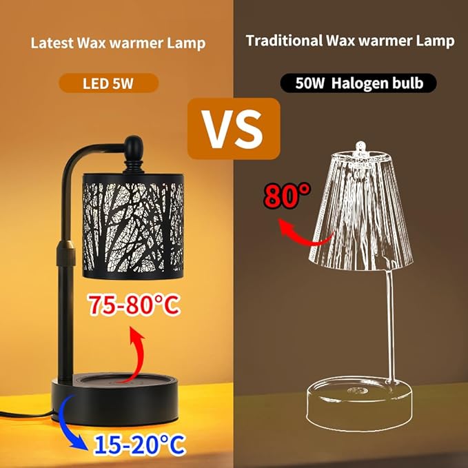Tree ﻿Candle Warmer Lamp, LED Colors Changing Candle Warmer with Adjustable Height, Timer, Bedroom Living Room Home Decor Wax Melting Warmer for Jar Candles (Black)