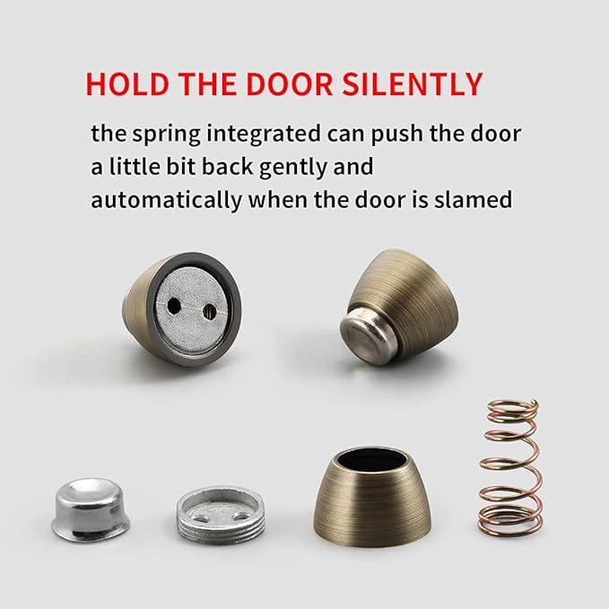 YAGU Door Stopper 6 Pack Magnetic Door Stops, Zinc Alloy Brushed Bronze Door Catch Door Holder Wall Floor Mounted, Metal Soft-Catch