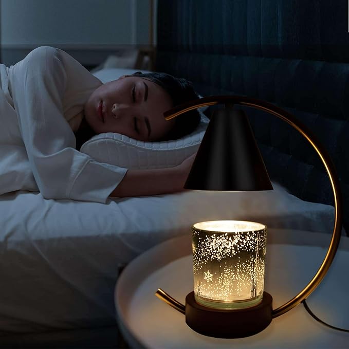 Candle Warmer Lamp with Timer and Dimmer, Electric Scented Wax Warmer for Bedroom, Home Decor Aroma Candle Holder Night Light/Table Lamp - Gift (ABC-Golden-Cresent)