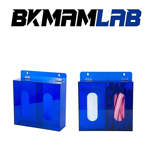 Wall Mounted Glove Dispenser, Hairnet Shoe Cover Dispenser，Acrylic Glove Box Holder, Blue (for 2 Boxes)
