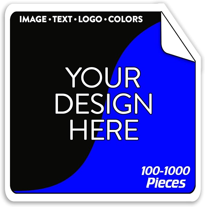 5-1000 Custom Vinyl Stickers - Upload Your own Image, Text, Design, Logo - Personalized Logo Labels for Handmade, Packaging, Bottle, Jars, Candle, Brand Stickers (White, 2x2 Square)