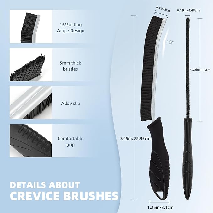 Hard Bristle Crevice Cleaning Brush-Thin Gap Scrub Brush, Small Cleaning Brush, Grout Brush, Kitchen Brush, Cleaning Tools for Toilet, Bathroom, Sink, Home, Household, Window (6, Light Blue)