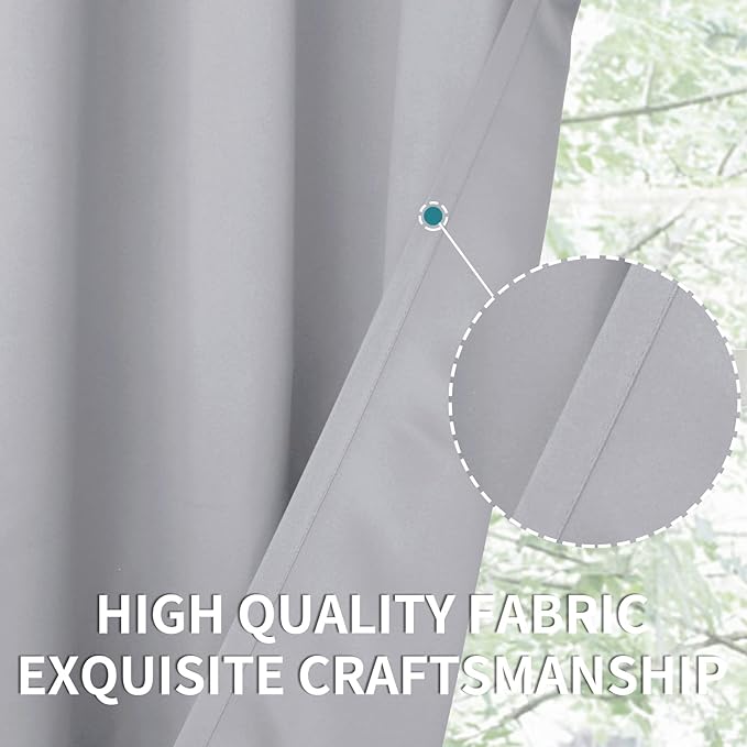 BGment Light Grey Blackout Curtains 45 Inches Length for Bedroom - Short Thermal Insulated Drapes with Rod Pocket Room Darkening for Living Room Window Privacy, 42 x 45 Inch, 2 Panels