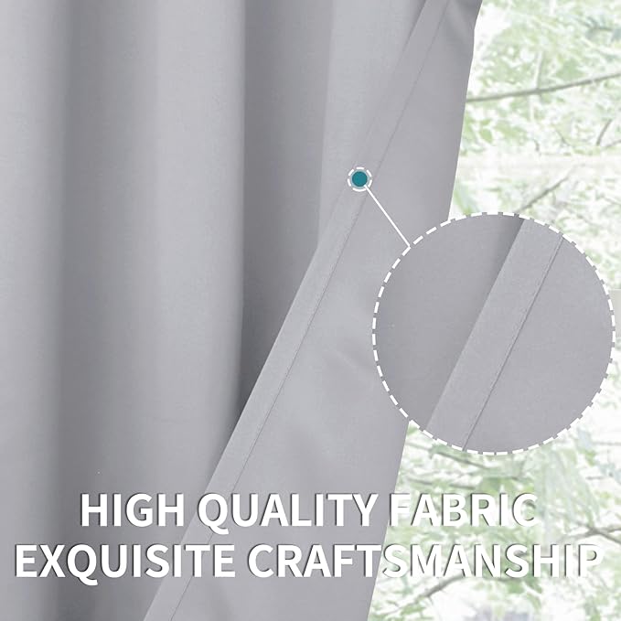 BGment Short Room Darkening Curtains 40 Inches Long for Kitchen - Rod Pocket Thermal Insulated Blackout Curtain Drapes for Small Bedroom Window, 42 x 40 Inch, 2 Panels, Light Grey