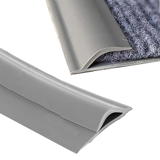 Self Adhesive Carpet Transition Strip with Edge Trim, Designed for Seamless Transitions from Carpet to Tile or Vinyl Floors, Perfect for Doorways.(Gray,6ft)
