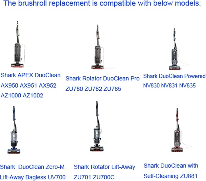 2PK Brushroll Replacement Compatible with Shark Apex AX950 AX951 AX952 AZ1000 AZ1002 & Duoclean NV830 NV831 NV835 UV700 ZU700C ZU701 ZU780 ZU782 ZU785 ZU881, Part # 1173FT950 & 1395FC831
