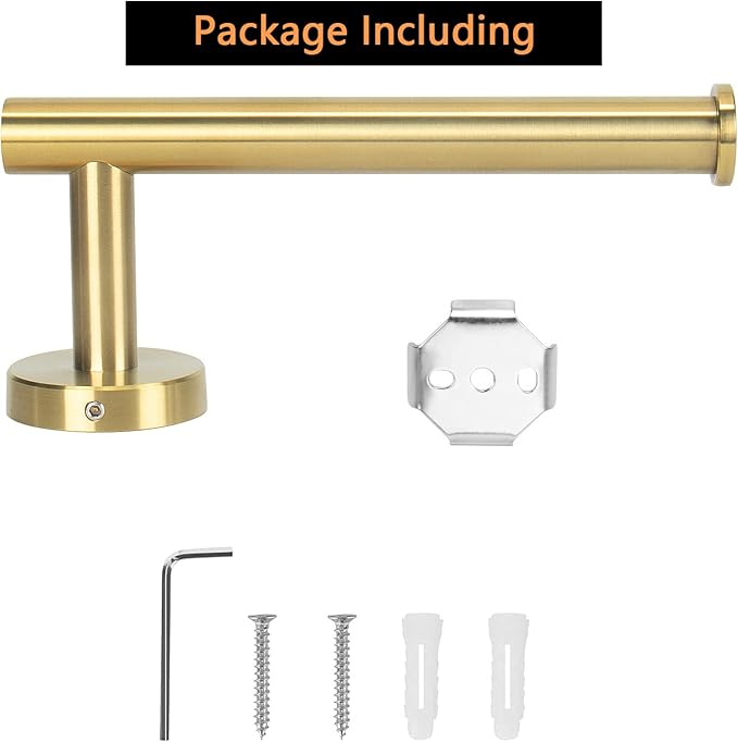 NearMoon Bathroom Toilet Paper Holder, Premium SUS304 Stainless Steel Rustproof Wall Mounted Toilet Roll Holder for Bathroom, Kitchen (2 Pack, Brushed Gold)