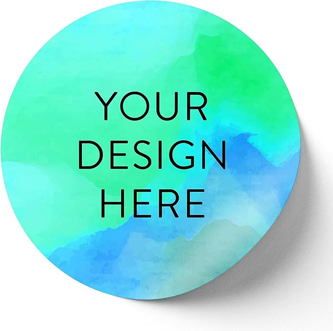100 Custom Vinyl Stickers - Upload Your own Image, Text, Design, Logo - Personalized Logo Labels for Handmade, Packaging, Bottle, Jars, Candle, Brand Stickers (Blue Green, 6x6)
