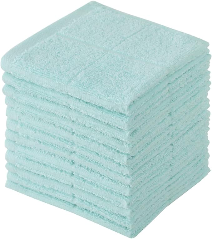 Glynniss Dishcloths Kitchen Highly Absorbent Dish Rags 100% Cotton Dish Cloths for Washing Dishes (Aqua Sky)