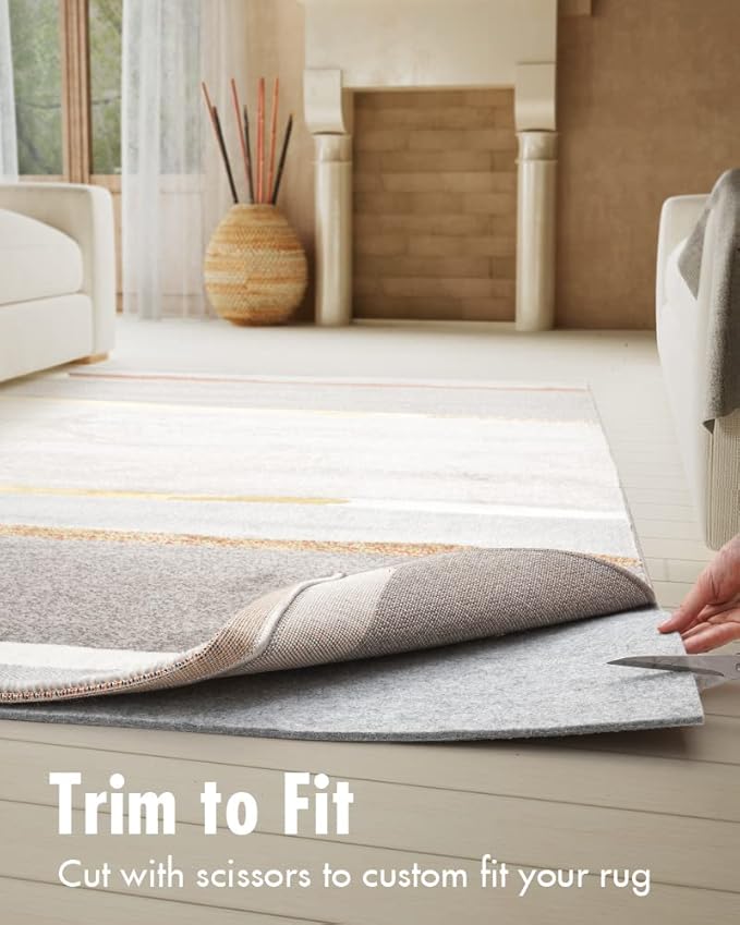 Non Slip Rug Pad Gripper - 2.6x10 Feet 1/8” Extra Thick Felt Under Rug for Runner Rugs and Hardwood Floors,Super Cushioned Non Skid Carpet Padding