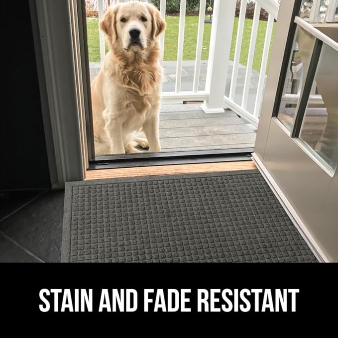 GORILLA GRIP Front Door Mat, Indoor Outdoor Ultra Absorbent HydroAbsorb Doormat, Absorbs Up to 1.7 Cups of Water, Stain and Fade Resistant, Rubber Backing Doormats, Captures Dirt, 29x17 Gray