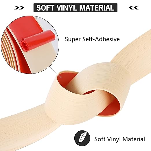 5Ft Floor Transition Strip Self Adhesive Vinyl Cover Floor Strip Flat Divider Transition Strip Wood Grain Design for Laminate Floor Gaps and Doorway Transitions (5Ft x 2 Inch, Beige)