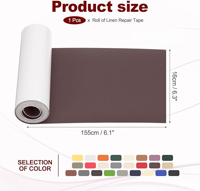 PATIKIL Leather Patches Tape for Furniture, 6.3 x 61 Inch Self Adhesive Vinyl Leather Repair Kit Cover Sheet for Couch, Sofa, Car Seats, Office Chair, Deep Brown