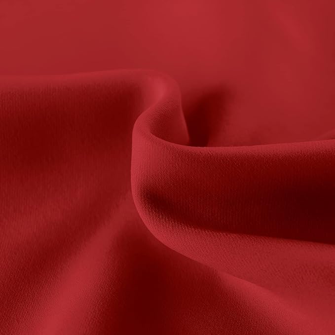 DWCN French Door Curtain - Rod Pocket Thermal Blackout Panel for Glass Window, Christmas, Kitchen and Patio - Privacy, 36 X 72 Inches Long, 1 Panel With Tieback, Red