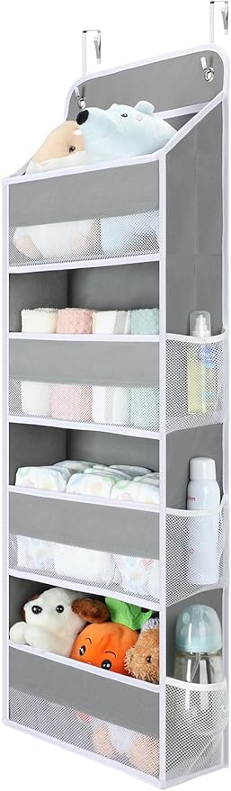 Yecaye 1 Pack Over the Door Organizer, 35.2lbs Load Toy Stuffed Animal Storage, Swing-proof Hanging Bathroom Organizers and Storage for Nursery Newborn Baby Essential Stuff Dorm Room Essentials