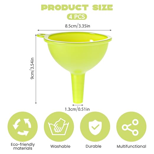 4 Pack Kitchen Silicone Funnel, Kitchen Funnel Set, Canning Silicone Funnels, Wide Mouth Canning Funnels for Jars Bottles, Liquid Oil Transfer, Multi Color