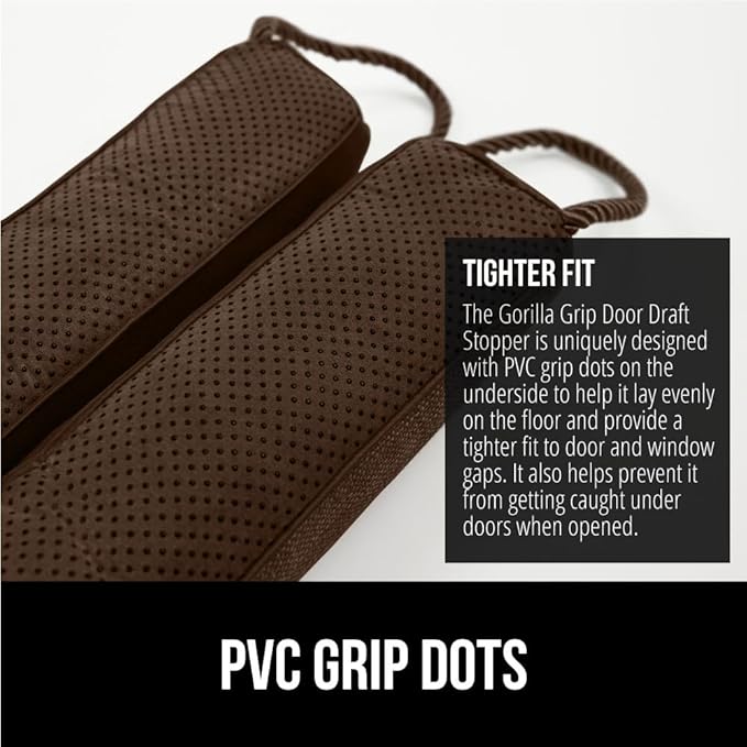 GORILLA GRIP Door Draft Stopper for Bottom of Doors, Weather Stripping Seal Blocks Hot Air, Noise, Bugs, Keeps Cold AC in, Sound Proofing Easy Install Gap Filler, Home Essentials, 38 Inch, Brown