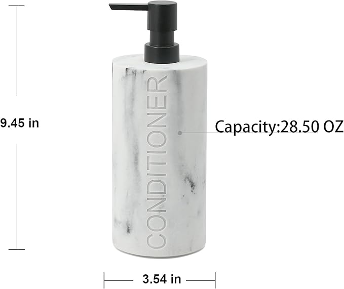 Conditioner Dispenser – Luxurious Refillable Pump Bottle with Embossed Text, Durable Construction for Bathroom and Kitchen