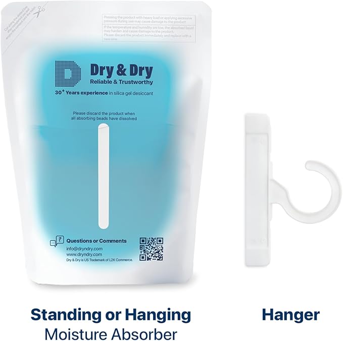 Dry & Dry 50 Packs Hybrid Moisture Absorbers & Musty Odor Eliminator Dehumidifier to Control Excess Moisture for Basements, Closets, Bathrooms, Laundry Rooms. Moisture Absorbers