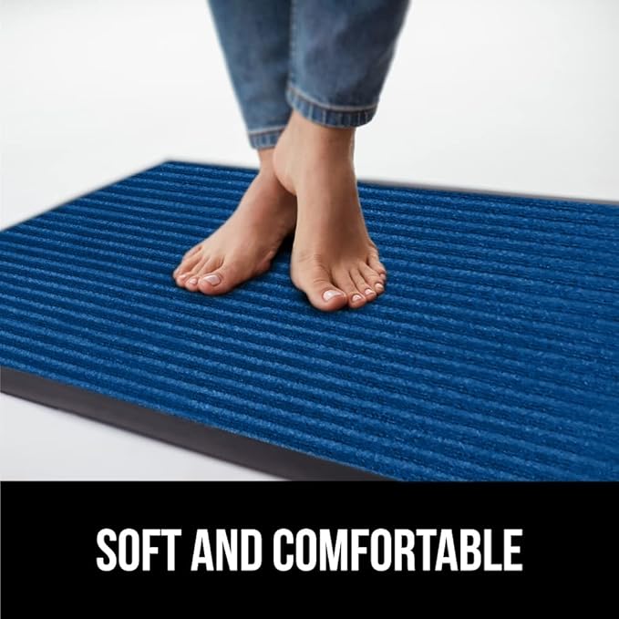 GORILLA GRIP Traffic Guard Door Mat, 47x35, Heavy Duty Welcome Mats, Commercial Office Space Doormat, Waterproof, Fade Resistant, Strong Rubber Backing, Low Profile, Shoe and Boot Scraper, Blue