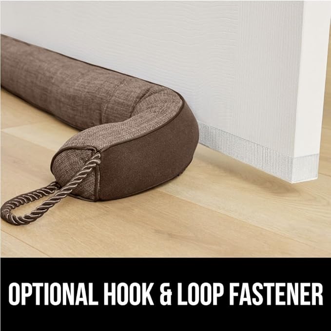 GORILLA GRIP Door Draft Stopper for Bottom of Doors, Weather Stripping Seal Blocks Hot Air, Noise, Bugs, Keeps Cold AC in, Sound Proofing Easy Install Gap Filler, Home Essentials, 34 Inch, Brown