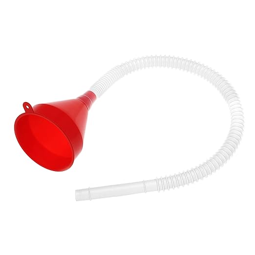 Small Flexible Fuel Funnel with Long Hose Plastic Wide Mouth Filling Funnel Car Funnel for Engine Oil Gas Fuel Gasoline Diesel Water Fluid Liquid Transmission Red Wide Diameter 3.15inch(1)