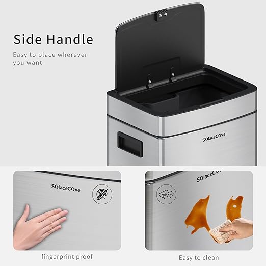 8 Gallon Stainless Steel Garbage Can with Removable Inner Bucket,30L Kitchen Trash Can with Press Top Lid(Brushed Gray)