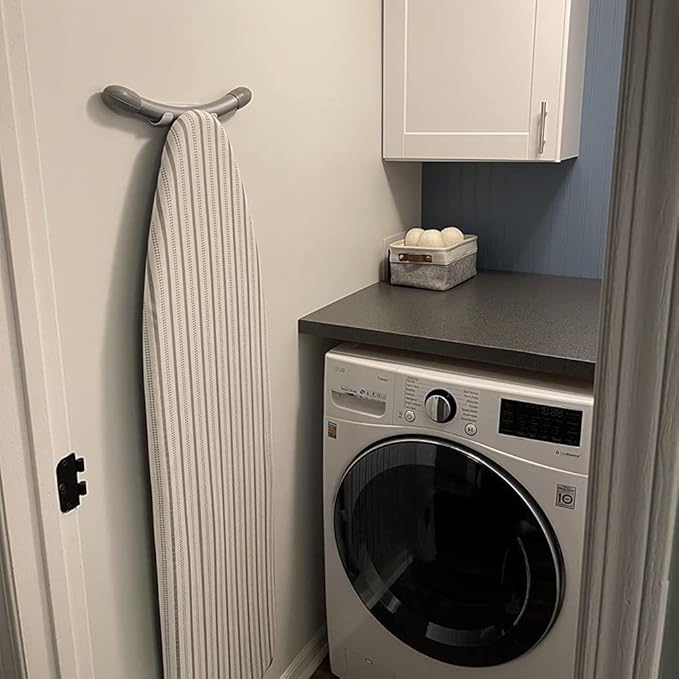 Ironing Board Hanger Wall Mount Ironing Board Holder Organizer Wall Rack for Laundry Rooms Storage Rack Hanging Shelf Hanger (White-2 PCS)