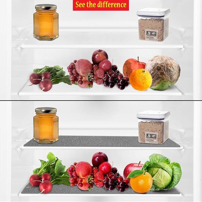 Dualplex® Fruit & Veggie Life Extender Liner for Fridge Refrigerator Drawers, 12x15 Inches (4 Pack) – Extends The Life of Your Produce & Prevents Spoilage (Grey)