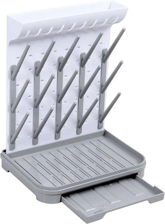 Baby Bottle Drying Rack – Large Vertical Bottle Dryer for 15 Bottles, Space-Saving Countertop Rack for Baby Bottles & Accessories, Compact Holder for Newborn Essentials
