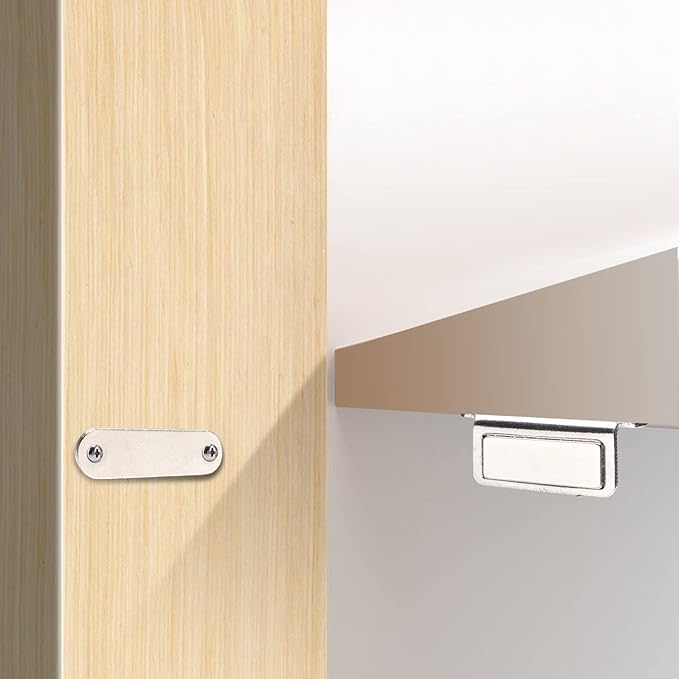 Mousike Double Magnetic Door Catch，60lb Stainless Steel Cabinet Door Magnets with Strong Magnetic for Kitchen Cupboard Wardrobe Closet Cabinet Door Drawer Latch (12Pack)