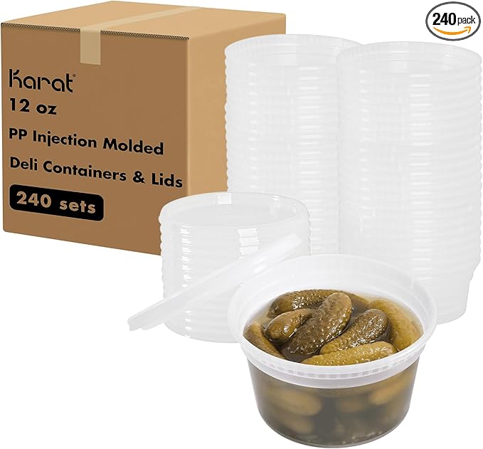Karat [12oz - 240 ct] Clear PP Injection Molded Round Deli Containers with Lids (FP-IMDC12-PP)