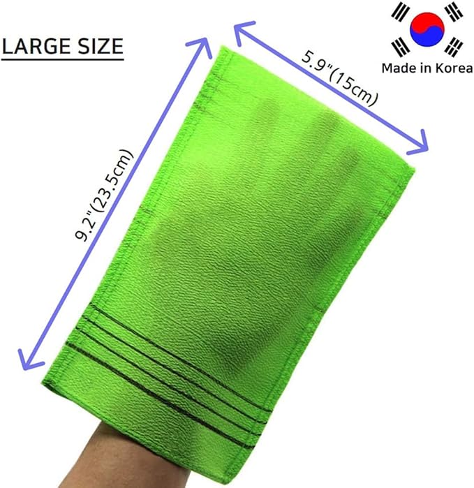 Korean Exfoliating Mitt, Large Size, 5 Colors, Back and Body Exfoliating Washcloth for Removing Dry, Reusable (Mix, 5)