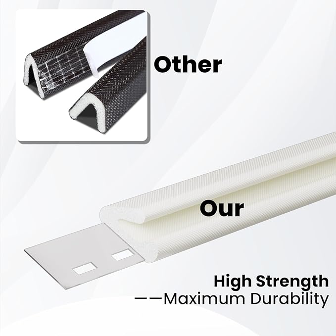 V Shape Foam Weather Stripping Door Frame Seal Strip 2Pcs×26FT White, Draft Stopper, Insulation Winter, Weatherstripping, Gap Sealing, Soundproofing, Self-Adhesive Used for Exterior Front Door Side