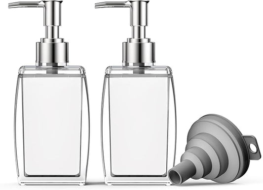 White Soap Dispenser with Refillable Plastic Pump for Bathroom Sink or Kitchen Counter, Ideal for Hand Soap, Liquid Soap, Dish Soap, or Lotion Use