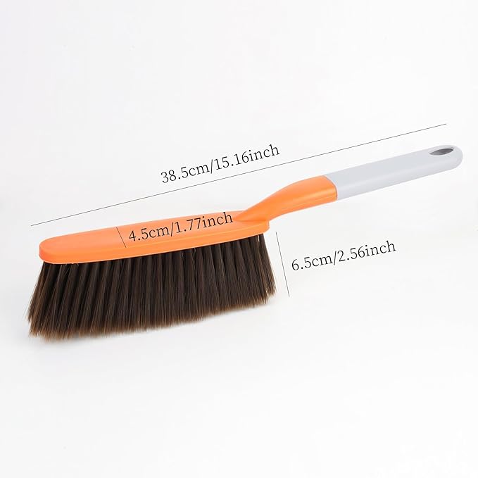 1 Pack 15" Soft Bristle Hand Broom, Counter & Couch Brush, Dusting & Hair Remover