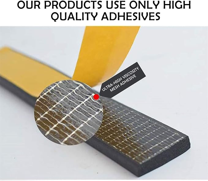 High Density Foam Tape 2-Pack, 1/2 Inch Wide X 3/8 Inch Thick, Self-Adhesive Neoprene Weather Stripping for Insulation (13 Feet Total, 6.5 Feet/Roll)