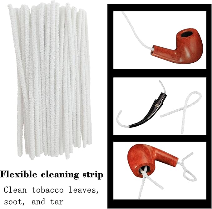 WAFJAMF Multifunctional Pipe Cleaning Kit,50 Pieces of Cleaning Strip 1 Pcs 3-in-1 Pipe Tamper Reamer and 5 Pcs Straw Brush
