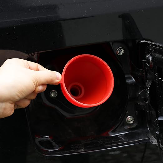 Small Flexible Fuel Funnel with Long Hose Plastic Wide Mouth Filling Funnel Car Funnel for Engine Oil Gas Fuel Gasoline Diesel Water Fluid Liquid Transmission Red Wide Diameter 3.15inch(1)