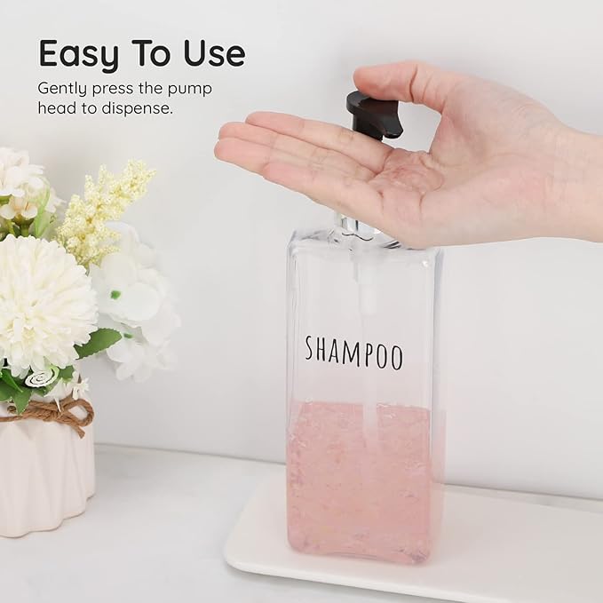 Segbeauty 3pcs Clear Soap Dispenser, 16.9oz Refillable Shampoo Conditioner Bottles, 500ml Empty Plastic Square Body Wash Dispenser for Shower Bathroom Press Pump Bottle Liquid Container Set