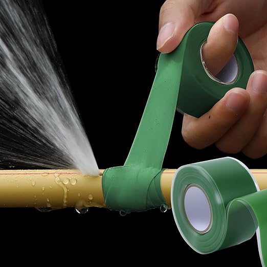 Self Fusing Silicone Tape 2 Rolls 1 in x 10' Green Waterproof Rescue Tape Rubber Leak Silicone Self-amalgamating Tape for Plumbing, Sealing Pipes, Hose Repair, Outdoor Coax and Tool Fixation