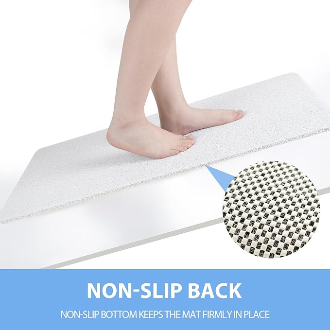 Non-Slip Bathtub Mat, 2 Pack Anti Slip Shower Mat, Fast Drying Bathtub Mats, Foot Scrubber Mat, Anti Slip Mat for Tub, Floor, Bathroom, Kitchen, Home, Hotel (White 24"×16"+24"×16")