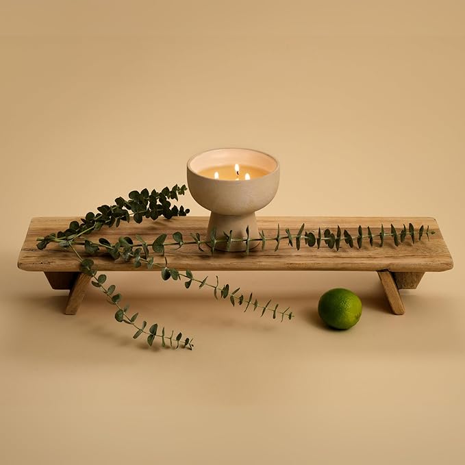 New BLUEME Wellness Candle Wax Refill, Contains Essential Oil, Sustainable, Hand Finished, Hand Poured, Premium, Luxury Ceramic, Natural Cotton Wick (12oz, Eucalyptus & Lime)