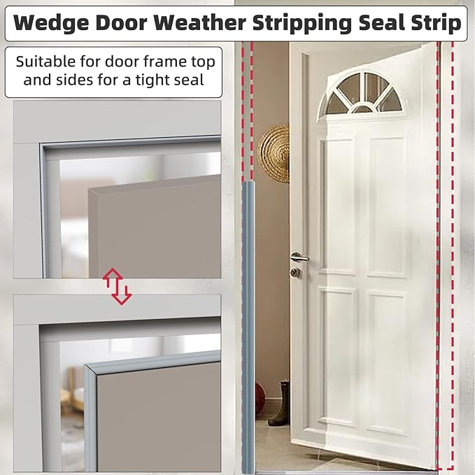 9.8 Ft Weather Stripping Seal Strip for Doors/Windows,Soundproofing Window Insulation Draft Stopper for Winter, Selfadhesive Foam Weather Strip for Door Frame,Door Gap Filler Noise Blocker(Gray)