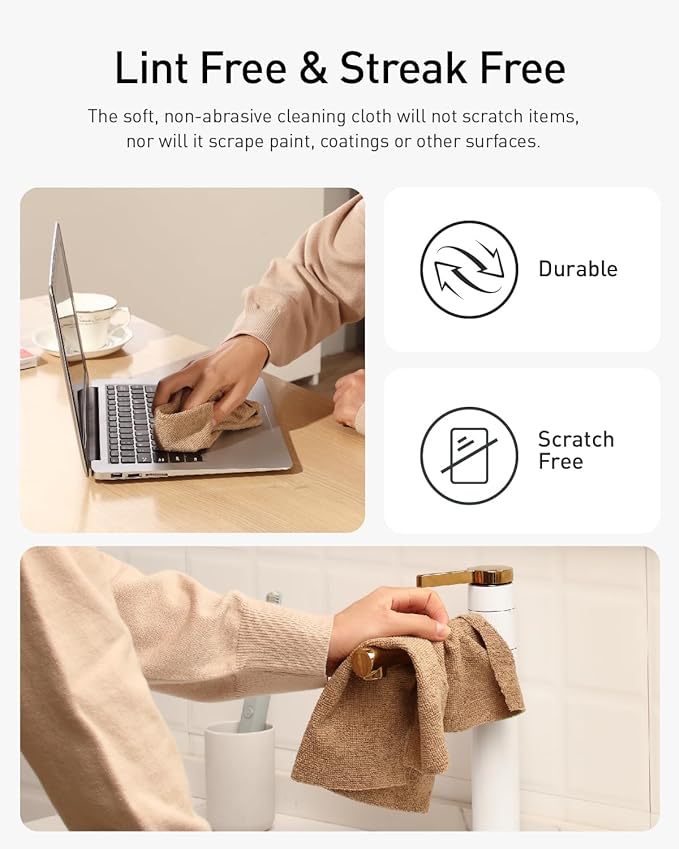 Fantasticlean Microfiber Cleaning Cloth Roll -75 Pack, Tear Away Microfiber Towels, 12" x 12", Reusable, Washable, Scratch Free, Ultra Absorbent for Car, Home Supplies (TAN)