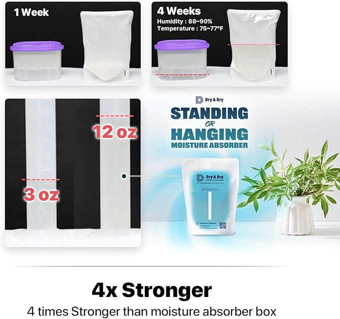 Dry & Dry 5 Packs Hybrid Moisture Absorbers & Musty Odor Eliminator Dehumidifier to Control Excess Moisture for Basements, Closets, Bathrooms, Laundry Rooms. Moisture Absorbers