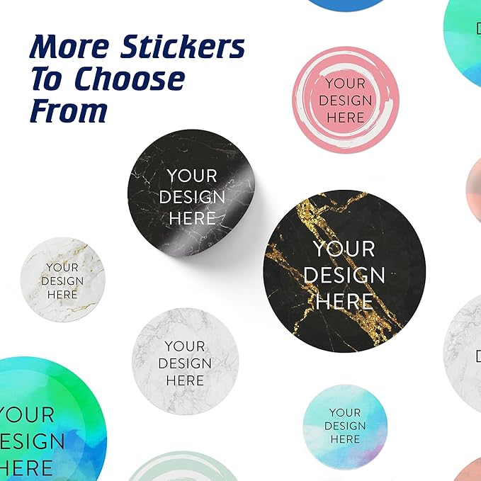 100 Custom Vinyl Stickers - Upload Your own Image, Text, Design, Logo - Personalized Logo Labels for Handmade, Packaging, Bottle, Jars, Candle, Brand Stickers (Black Gold Marble, 6x6)