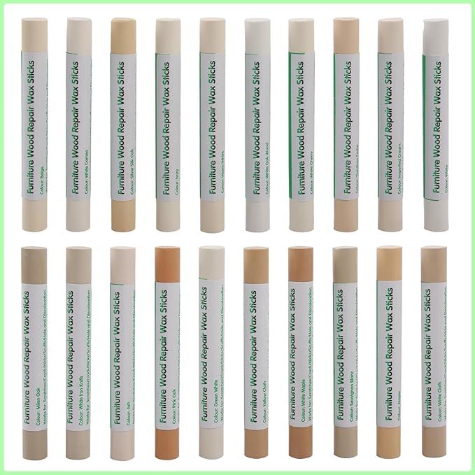 Furniture Markers Touch Up, 20 Colors Wood Filler Sticks, Wood Wax Crayons for Repairing Scratches, Scuffs, Cracks, Holes on Furniture, Floors, Cabinets, Tables, and Doors - Light Color Series